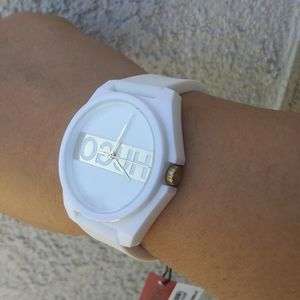 New Hugo Boss #Play White Silicone Gold Face